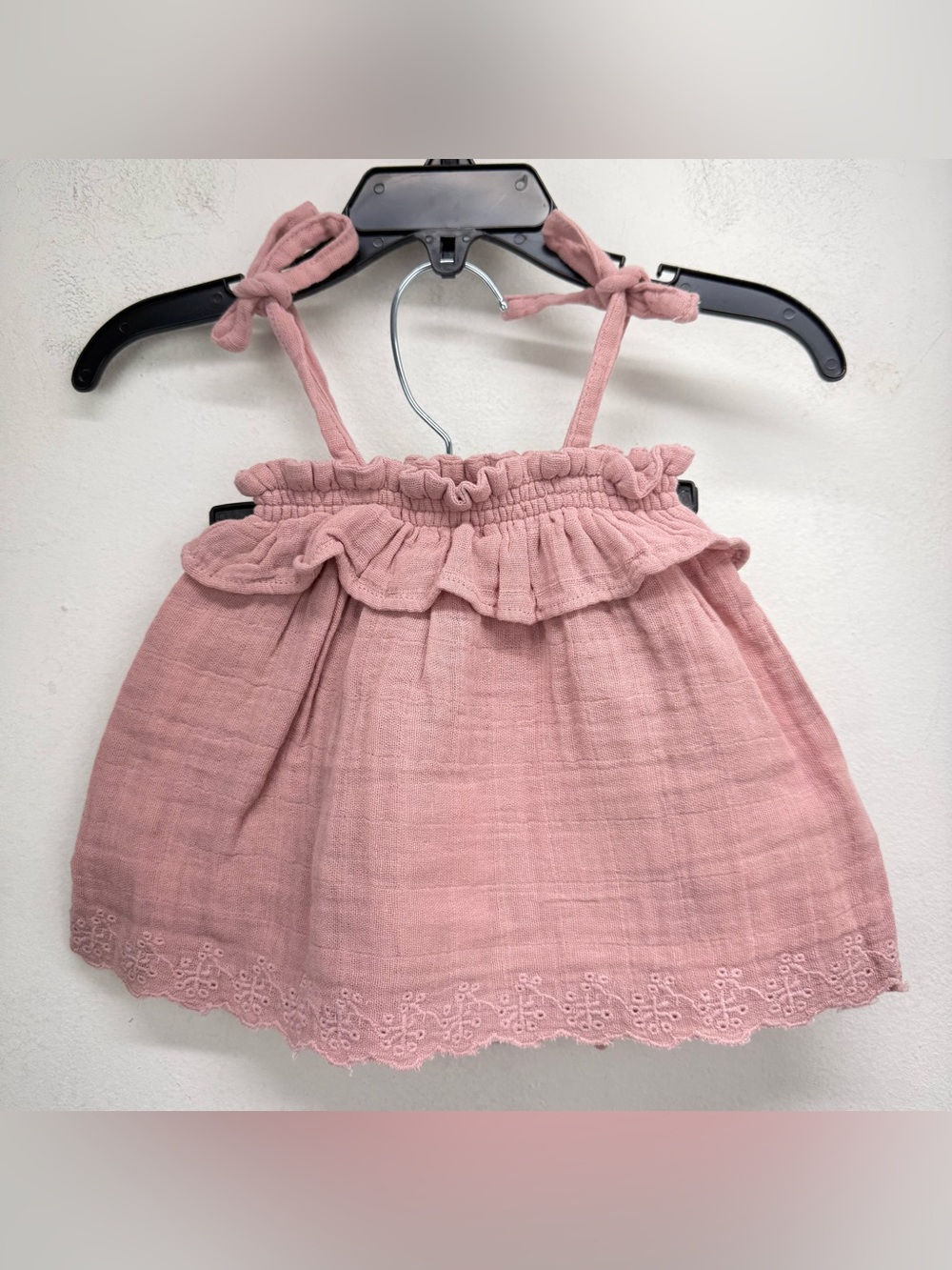 Angel Dear size 3-6M Baby Dusty Pink Muslin Ruffle Top & Bloomer Set NWT